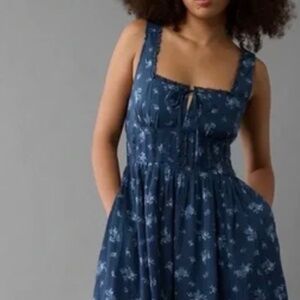 American eagle corset midi dress navy floral